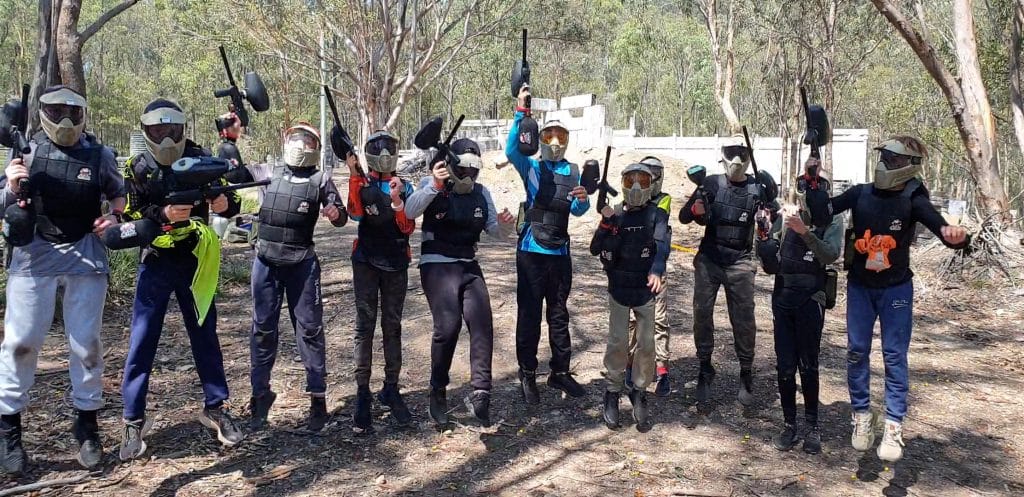 Paintball Kids jumping and having fun