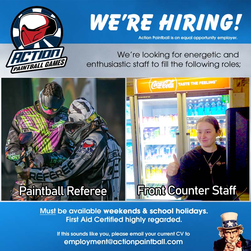 Action Paintball - Now Hiring Facebook Poster