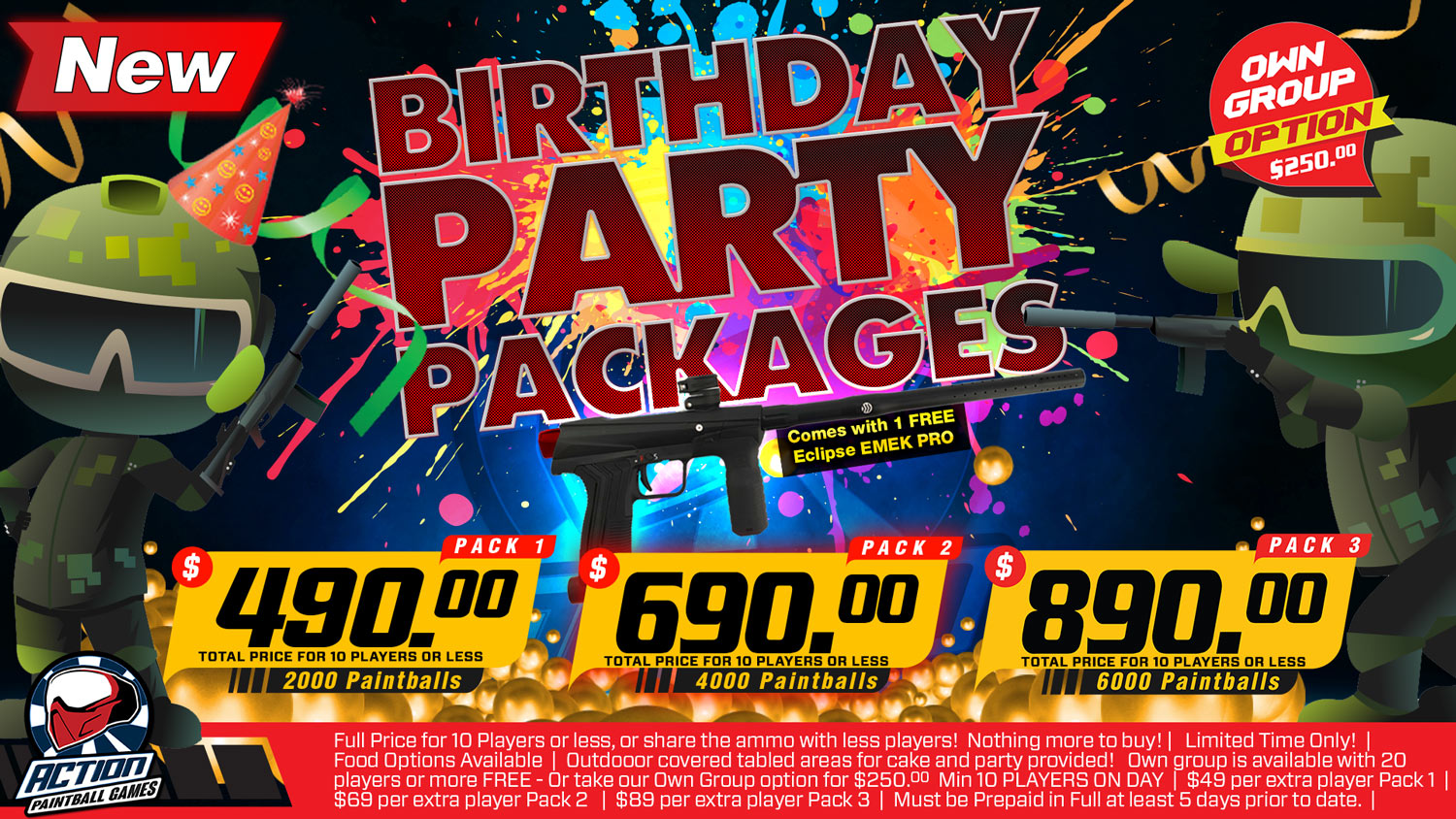 Birthday Party Packages pricing Artwork