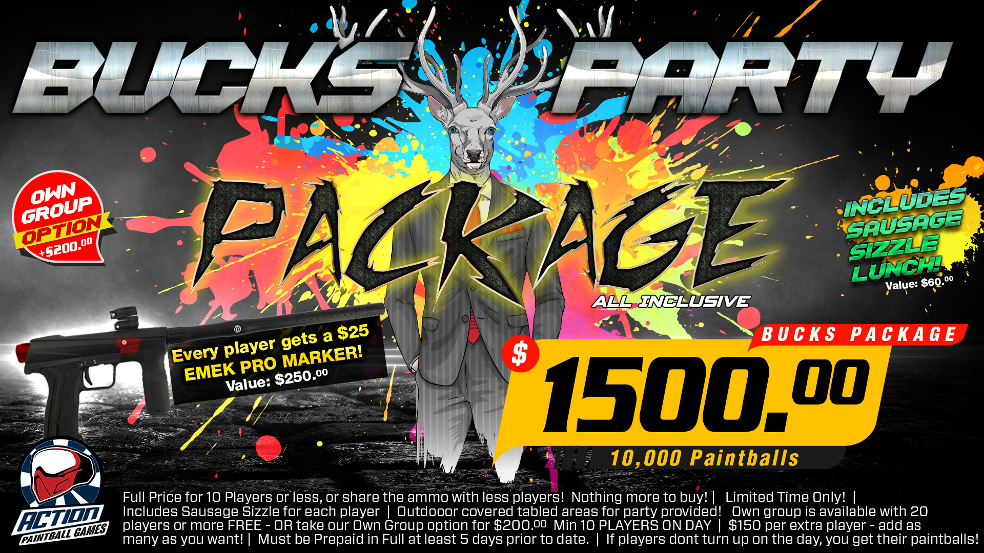 Sydney Bucks Paintball Package Prcing