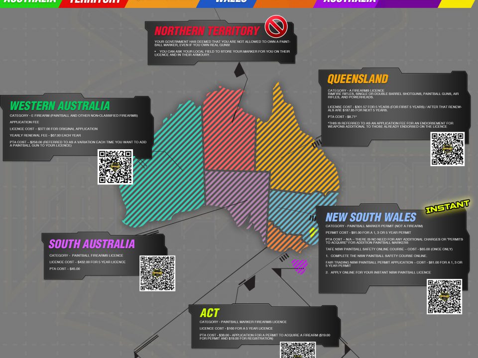 Map of Australian Paintball Laws